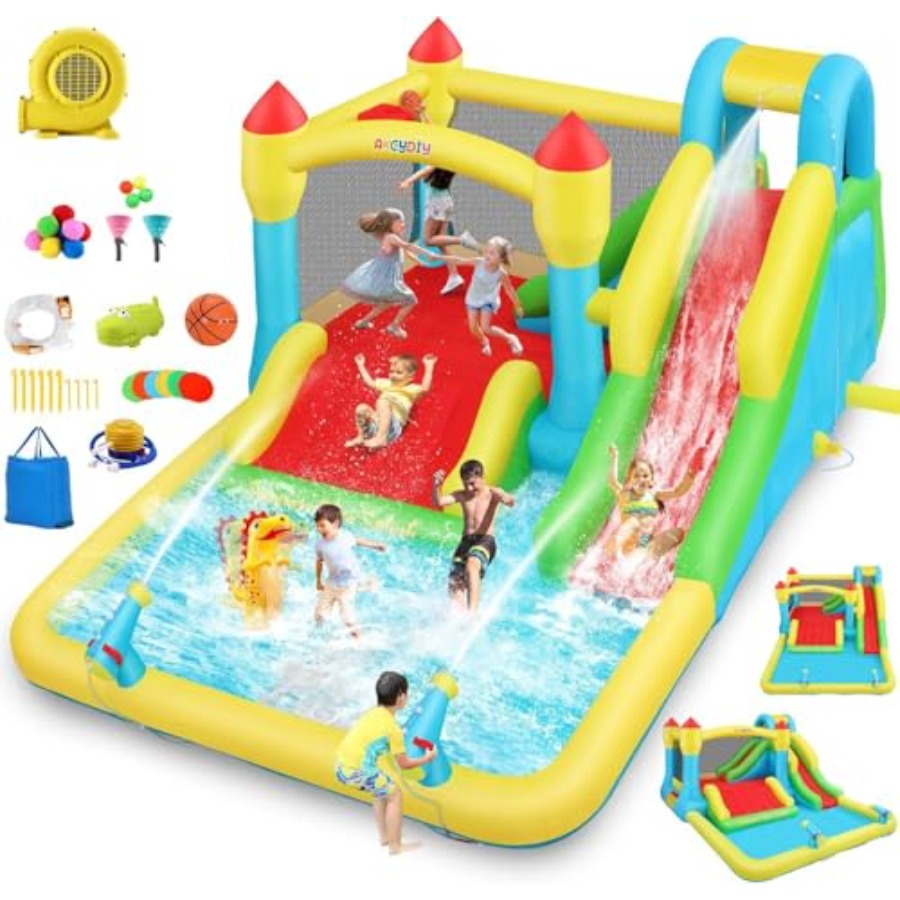 Kids Outdoor Bounce House - 야외/실내용 어린이용 에어바운스 워터 슬라이드(3-12세용) PVC