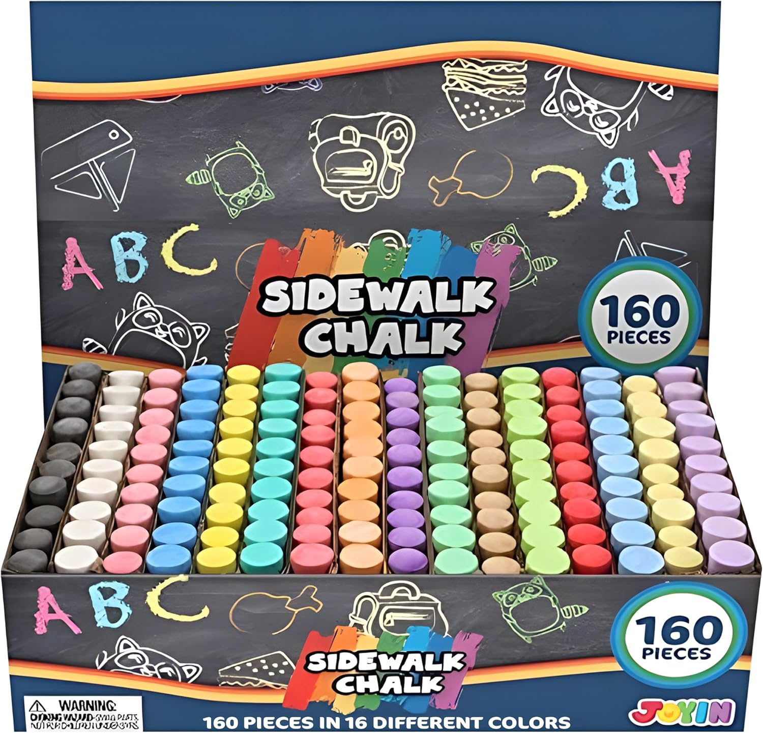 Chalk Outdoor Jumbo - 160개입 보도용 분필 세트 무독성 세척
