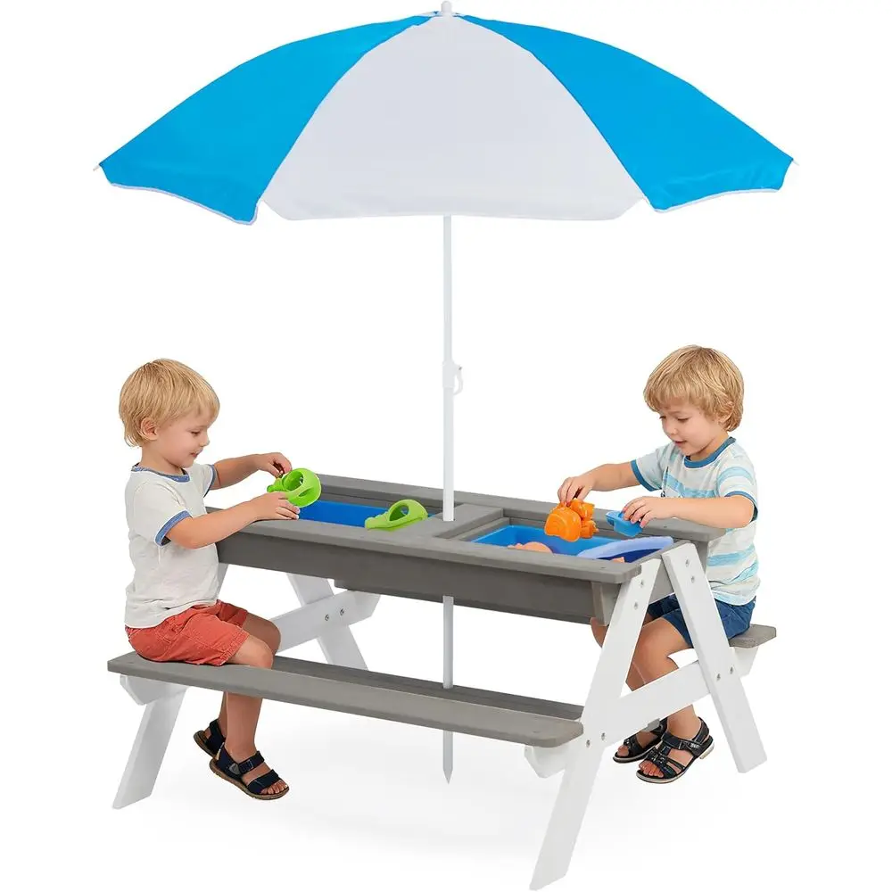 Kids Outdoor Picnic Table - 어린이용 3-in-1 접이식 나무 피크닉 테이블,