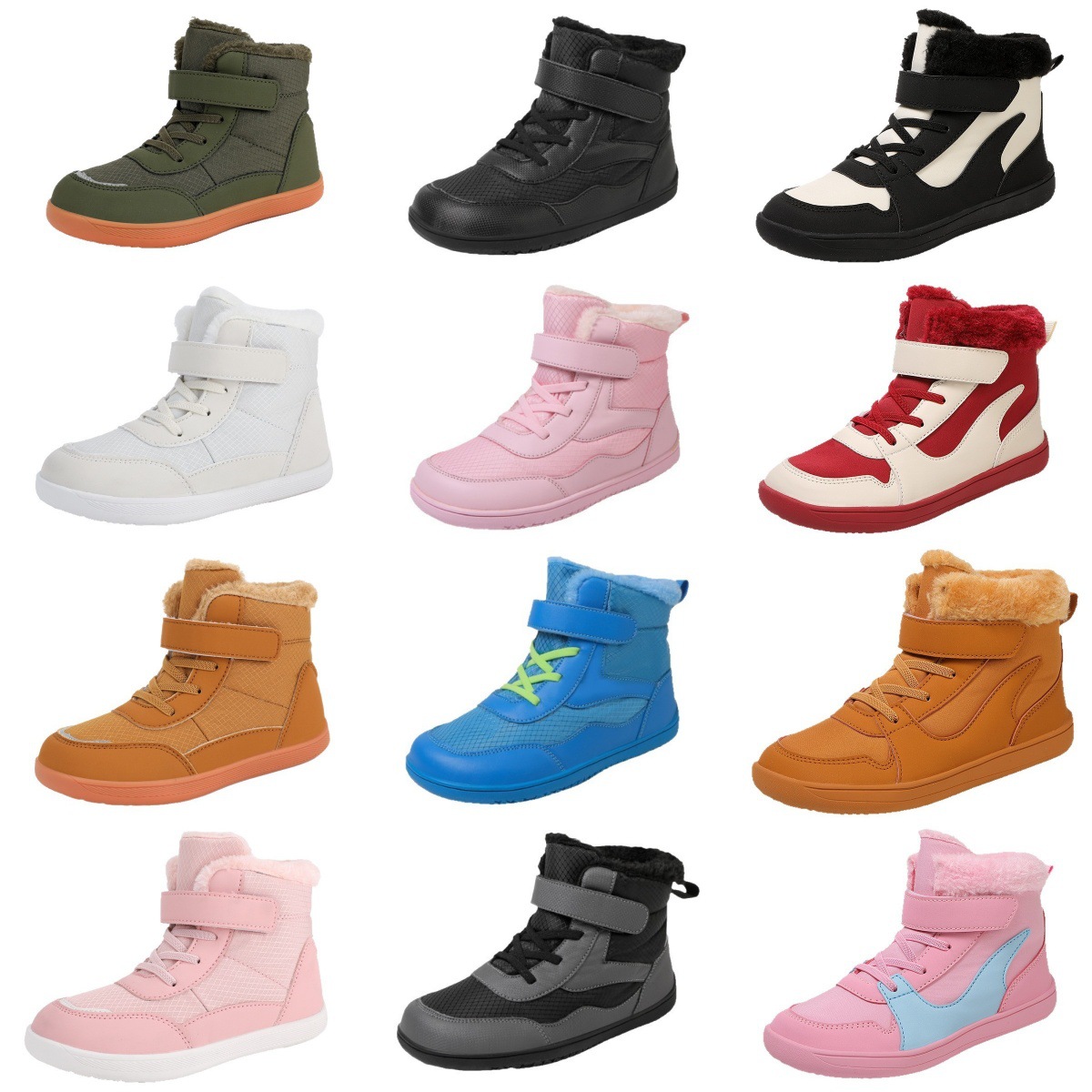 Kids Outdoor Boots - 하이탑 겨울 플러피 아동용 맨발 스노우
