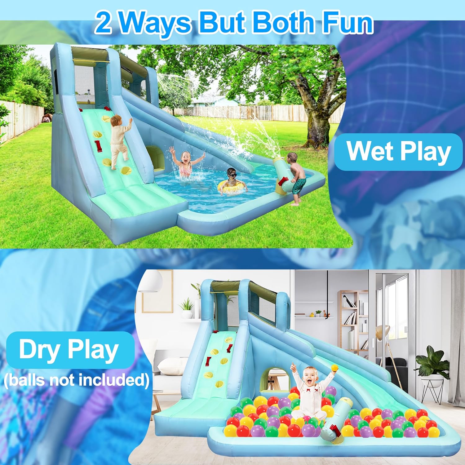 6-in-1 어린이용 에어바운스 워터파크, 550W 송 - Kids Outdoor Water Slide 리뷰 및 가격
