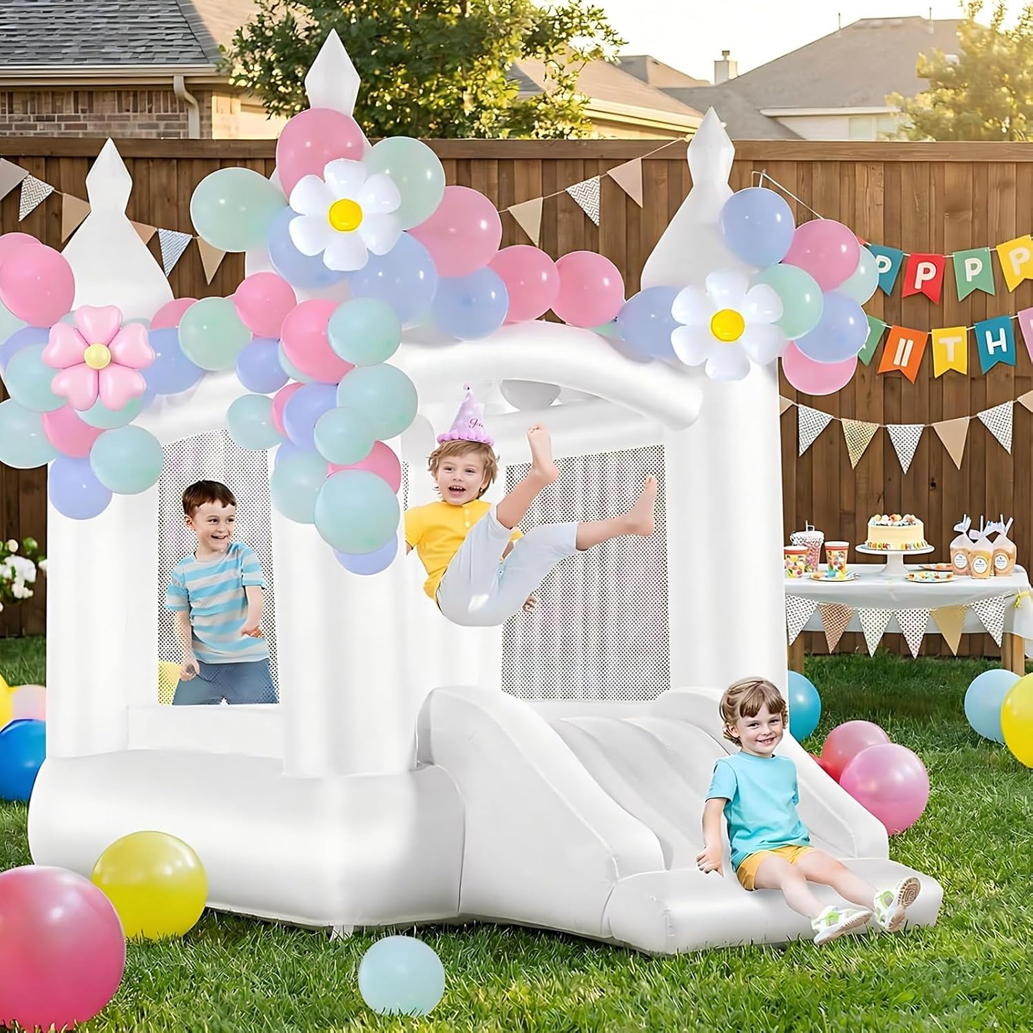 흰색 실내외 겸용 어린이용 바운스 하우스(3~8세) 옥 - Kids Outdoor Bounce House 리뷰 및 가격