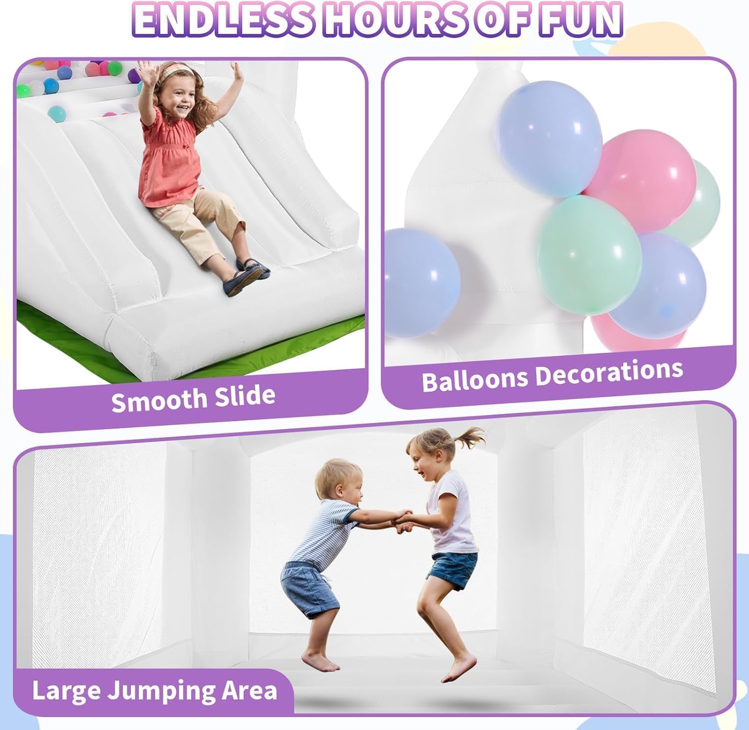 흰색 실내외 겸용 어린이용 바운스 하우스(3~8세) 옥 - Kids Outdoor Bounce House 리뷰 및 가격