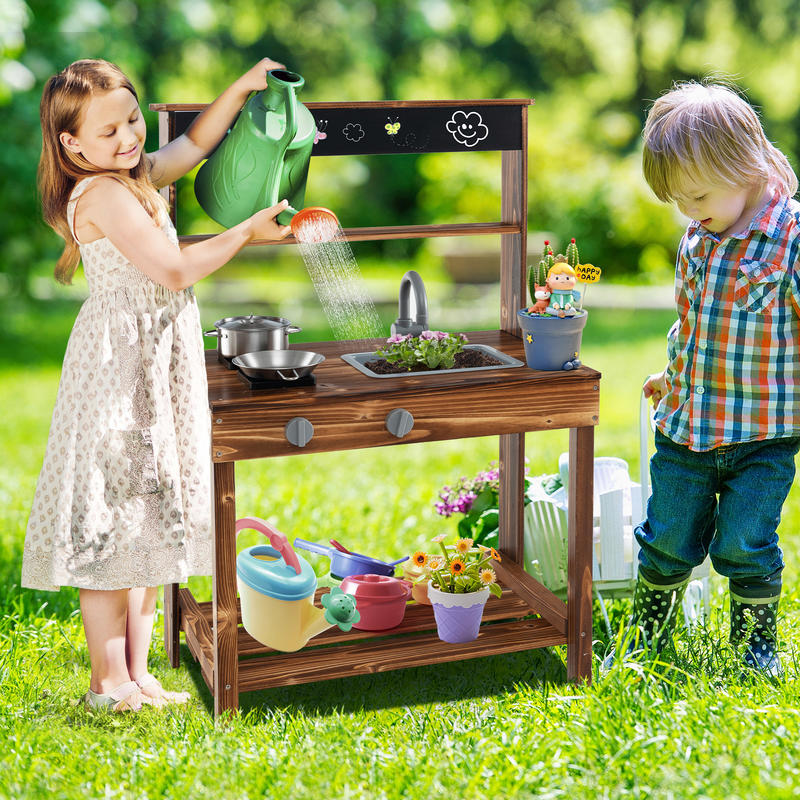 어린이용 야외 진흙놀이 주방 - 회전식 수도꼭지와 탈부 - Kids Outdoor Sink 리뷰 및 가격