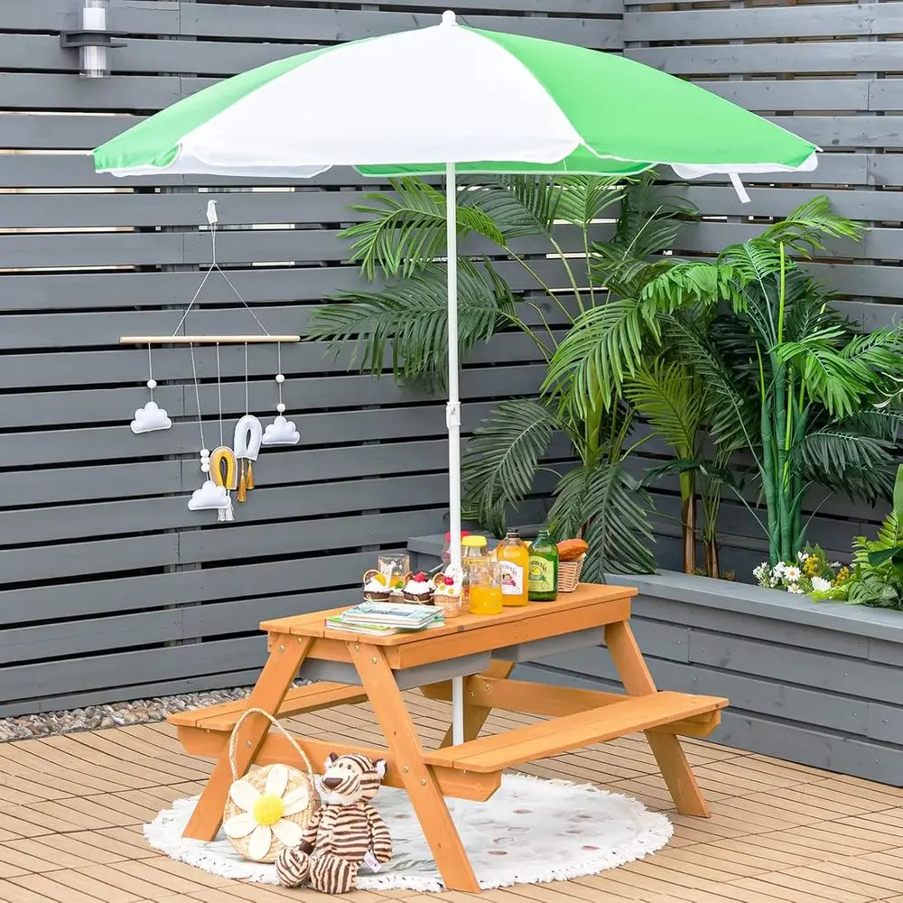 4-in-1 나무 모래놀이 및 물놀이 피크닉 테이블 ( - Kids Outdoor Picnic Table 리뷰 및 가격
