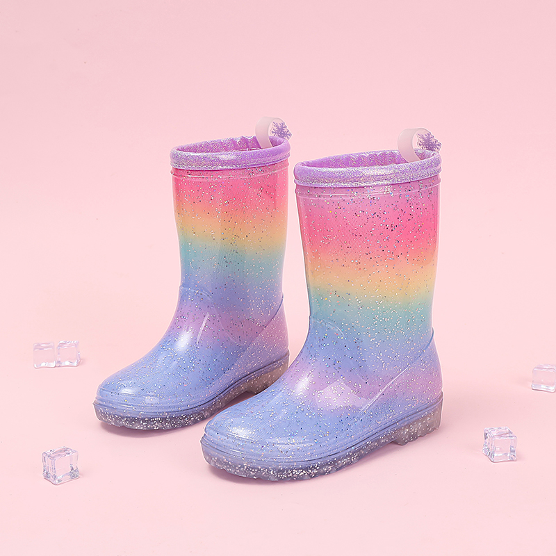 사계절 귀여운 소녀용 레인부츠 레인보우 그라데이션 글리 - Kids Outdoor Boots 리뷰 및 가격