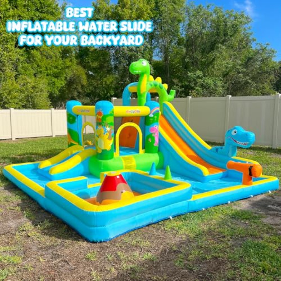 야외 마당용 풍선 워터 슬라이드: 공룡 테마 13-in - Kids Outdoor Bounce House 리뷰 및 가격