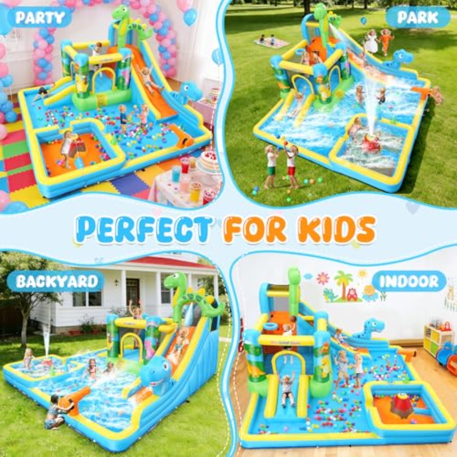 야외 마당용 풍선 워터 슬라이드: 공룡 테마 13-in - Kids Outdoor Bounce House 리뷰 및 가격