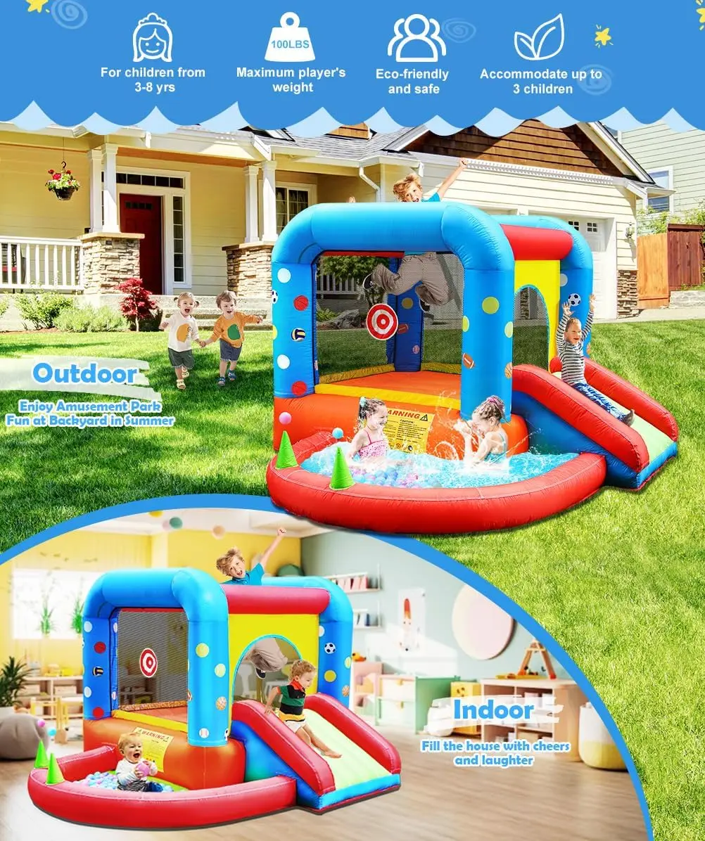 스텝4펀 에어바운스, 어린이용 성 모양 슬라이드 바운서 - Kids Outdoor Water Slide 리뷰 및 가격