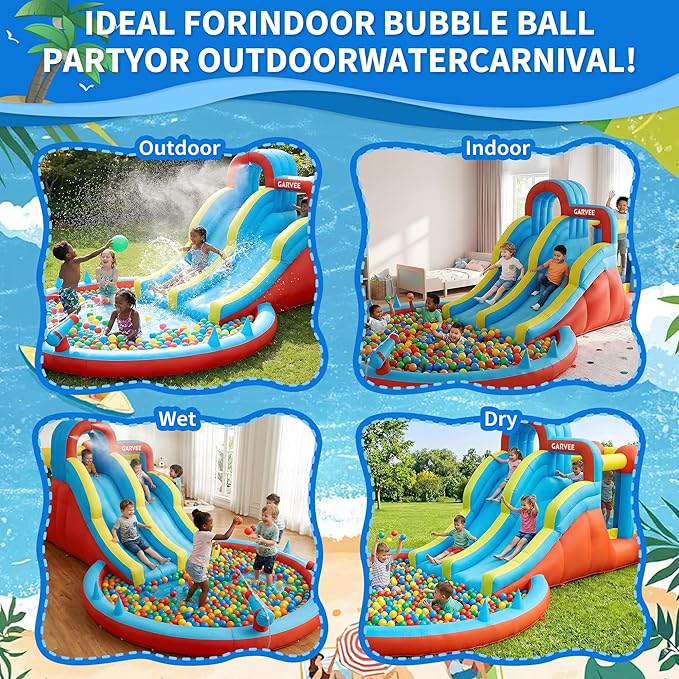 올시즌 8-in-1 풍선형 워터파크 – 더블 슬라이드, - Kids Outdoor Water Slide 리뷰 및 가격