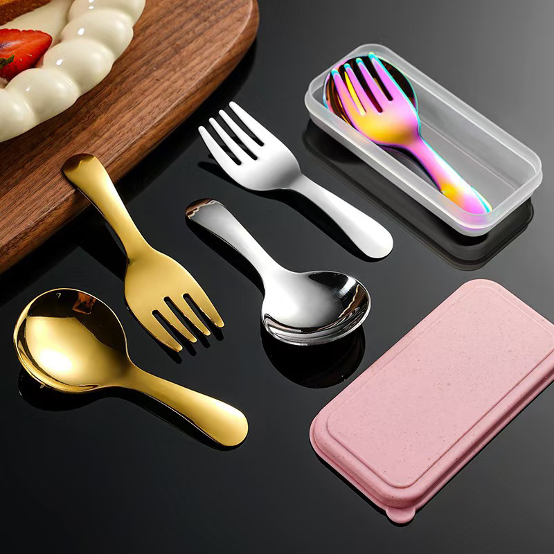 스테인리스 스틸 휴대용 식기 세트 짧은 손잡이 숟가락과 - Kids.Outdoor Utensils 리뷰 및 가격