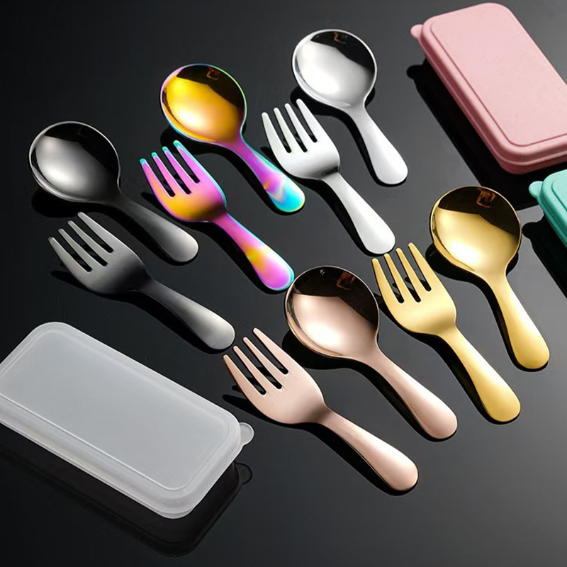 스테인리스 스틸 휴대용 식기 세트 짧은 손잡이 숟가락과 - Kids.Outdoor Utensils 리뷰 및 가격