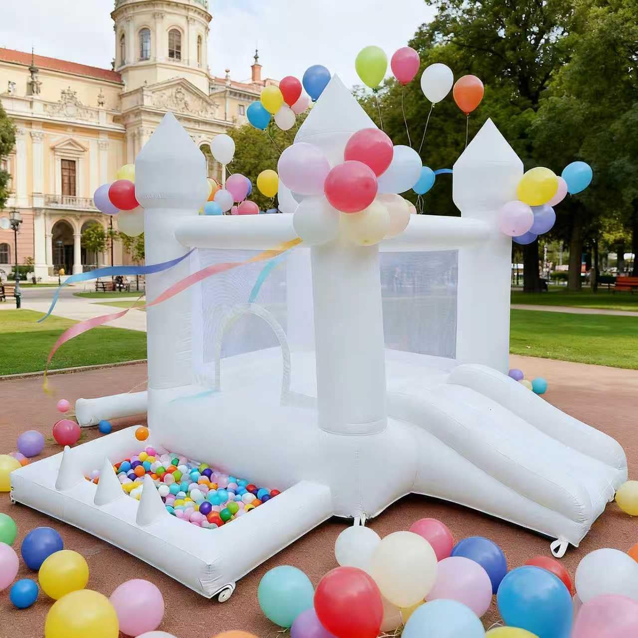 흰색 바운스 하우스, 실내외 겸용 풍선 놀이터, 볼풀과 - Kids Outdoor Bounce House 리뷰 및 가격
