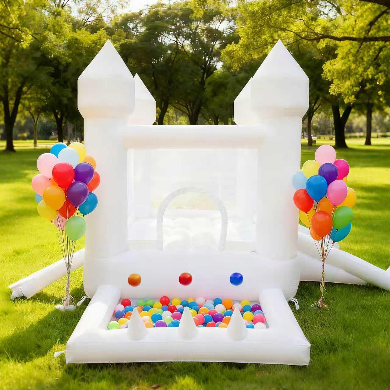흰색 바운스 하우스, 실내외 겸용 풍선 놀이터, 볼풀과 - Kids Outdoor Bounce House 리뷰 및 가격