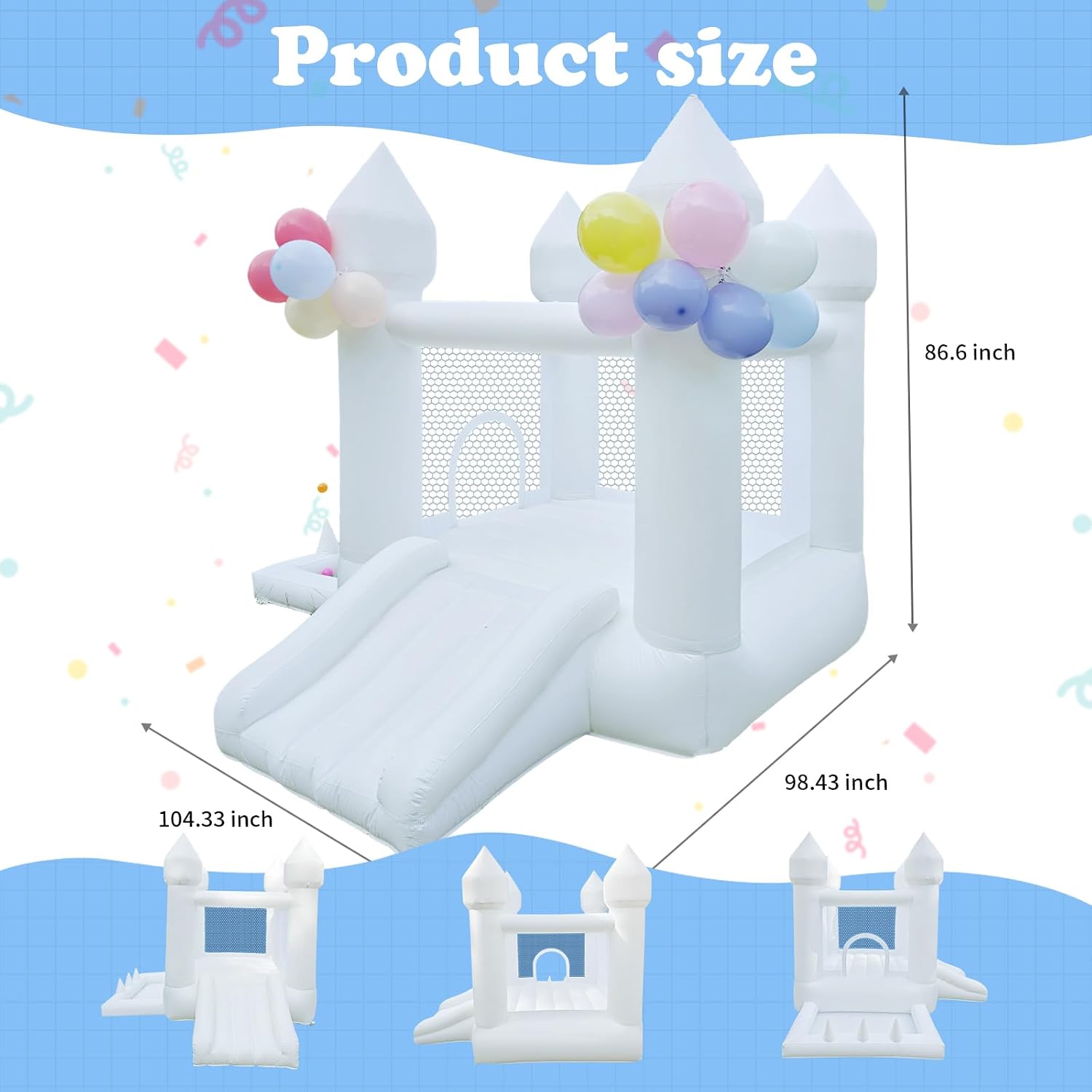 흰색 바운스 하우스, 실내외 겸용 풍선 놀이터, 볼풀과 - Kids Outdoor Bounce House 리뷰 및 가격