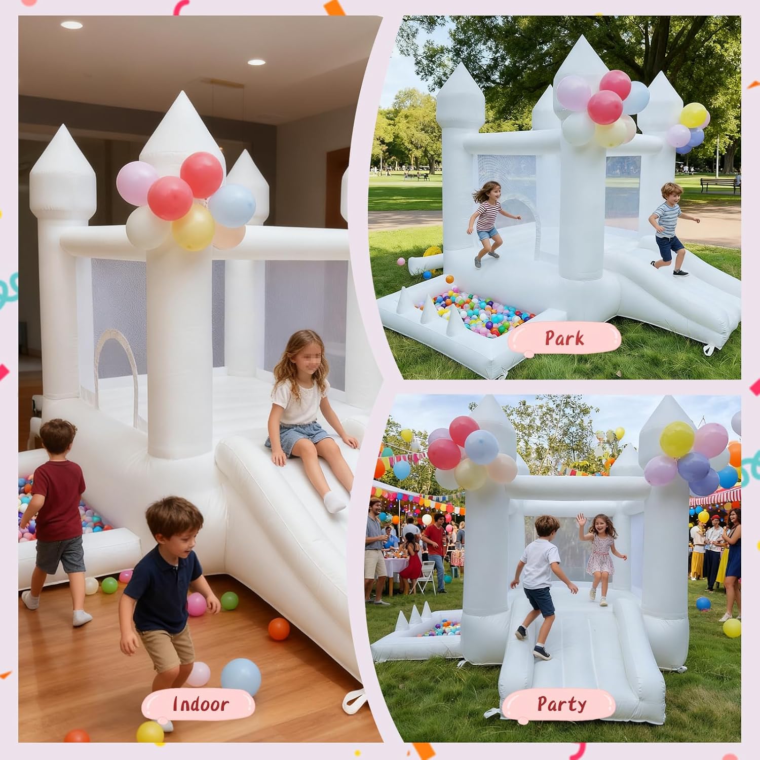 흰색 바운스 하우스, 실내외 겸용 풍선 놀이터, 볼풀과 - Kids Outdoor Bounce House 리뷰 및 가격