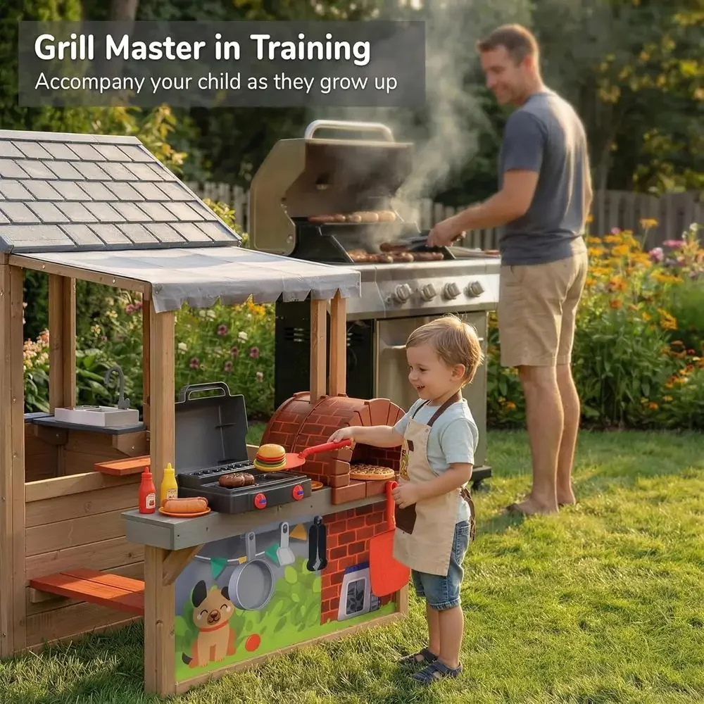 어린이 야외용 나무 놀이집, CeWooden 플레이 하 - Kids Outdoor Picnic Table 리뷰 및 가격