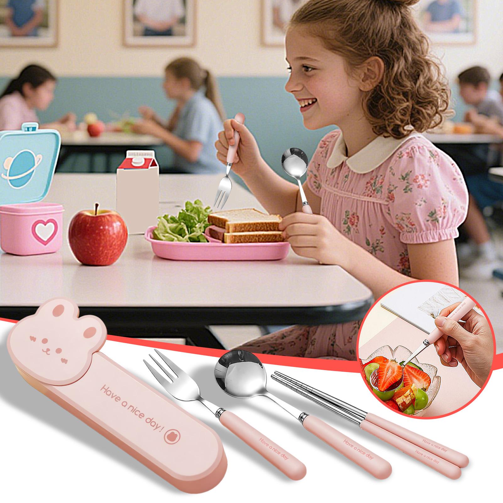 여행용품 어린이를 위한 점심용품 세트 유아 학교 점심용 - Kids.Outdoor Utensils 리뷰 및 가격