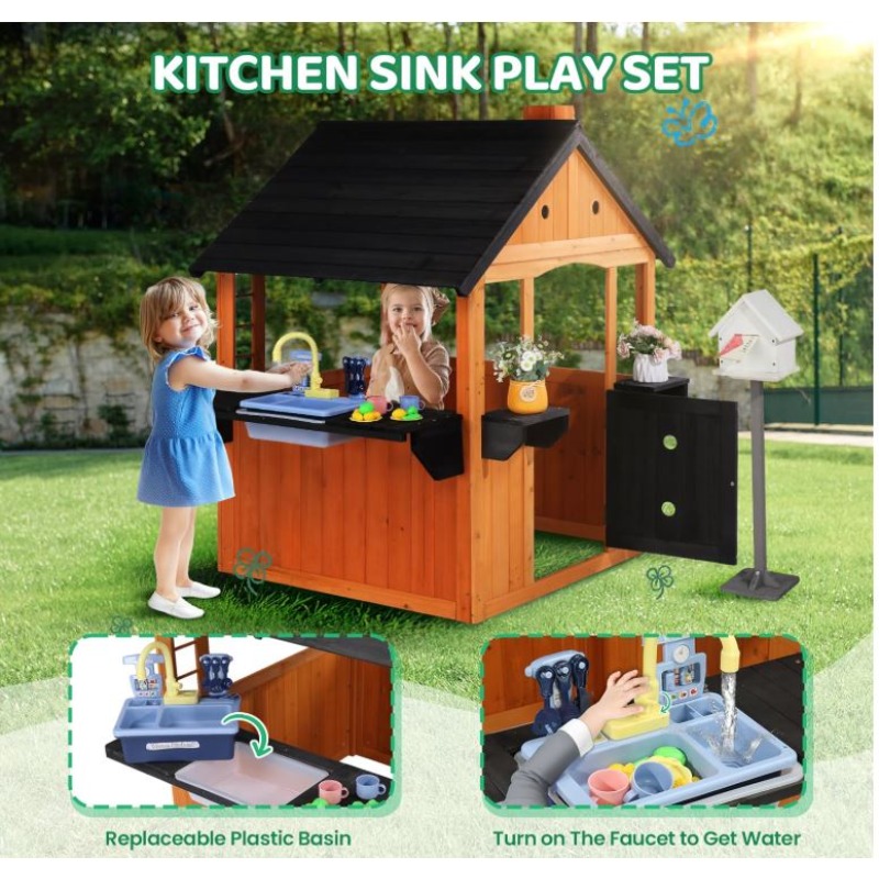 어린이용 야외 목조 플레이하우스 (싱크대, 피크닉 테이 - Kids Outdoor Sink 리뷰 및 가격
