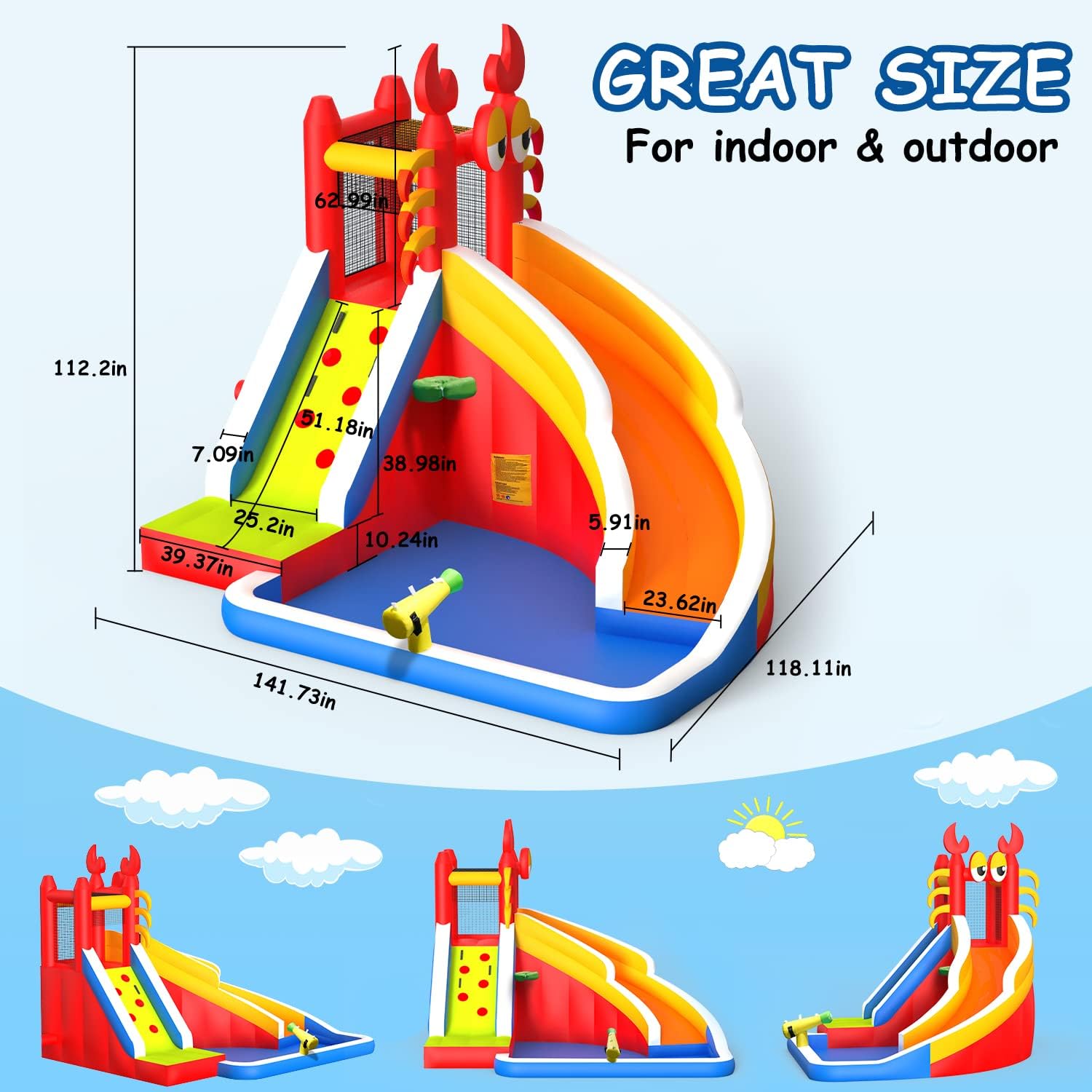 대형 어린이용 물 미끄럼틀 에어바운스 - 스플래시 풀, - Kids Outdoor Bounce House 리뷰 및 가격