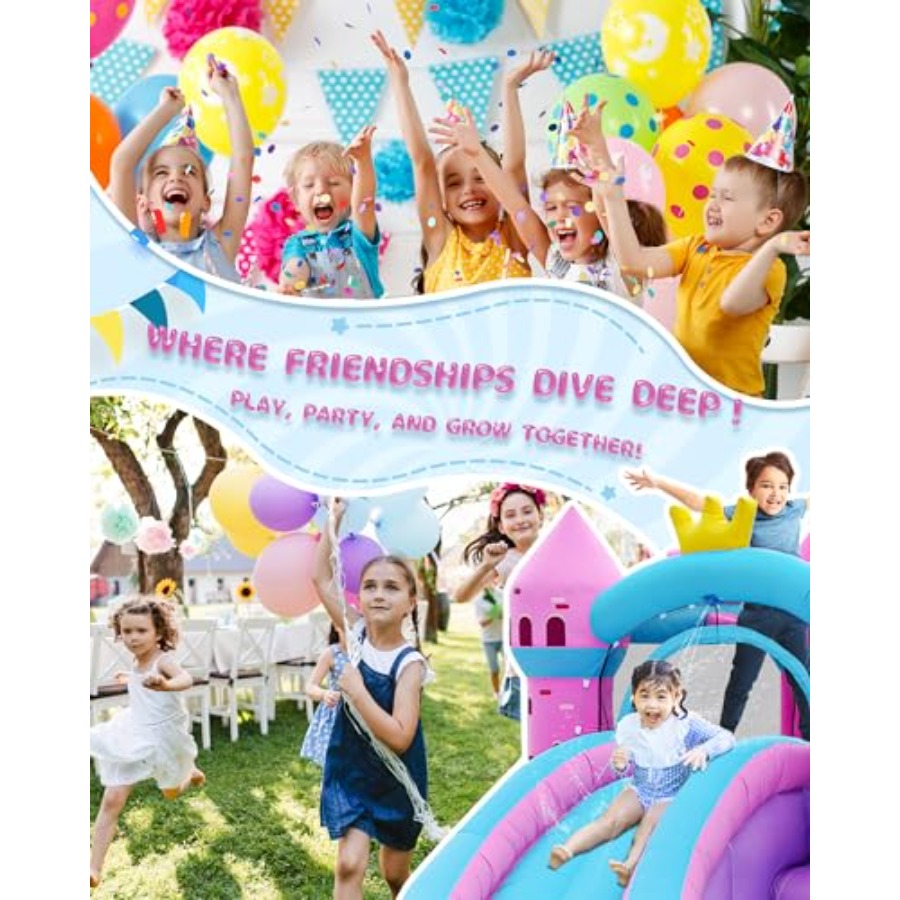어린이용(3~12세) 핑크색 PVC 소재, 습식/건식  - Kids Outdoor Bounce House 리뷰 및 가격